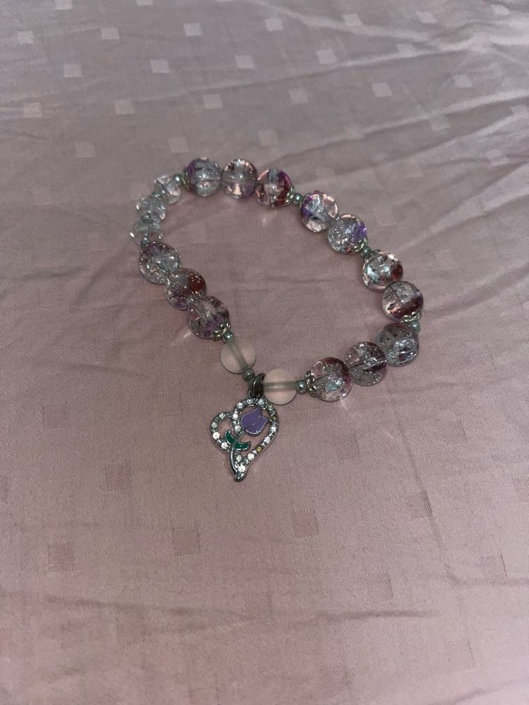 Purple Crystal Beaded Bracelet