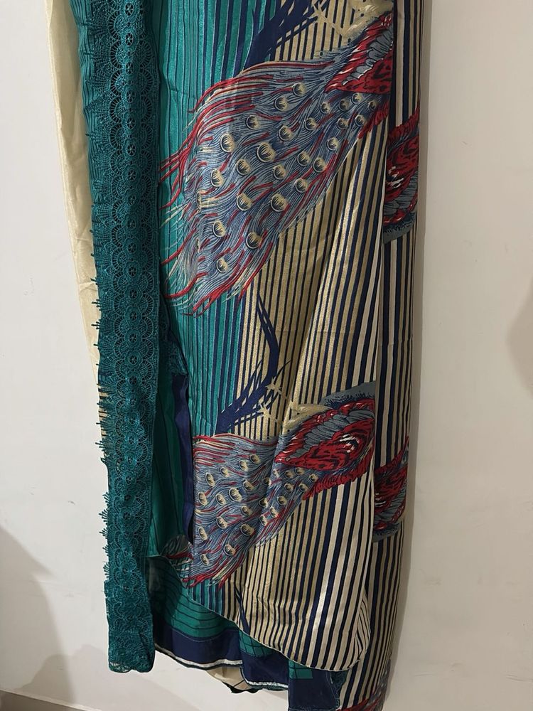 Elegant Peacock Print Saree with blouse