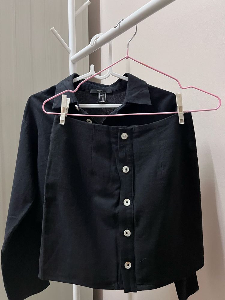 Forever 21 black crop top with skirt