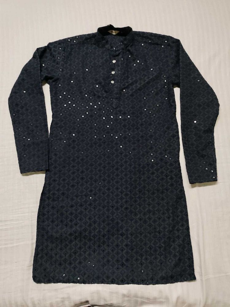 Wedding Exclusive Navy Blue Embroidered Men's Kurt