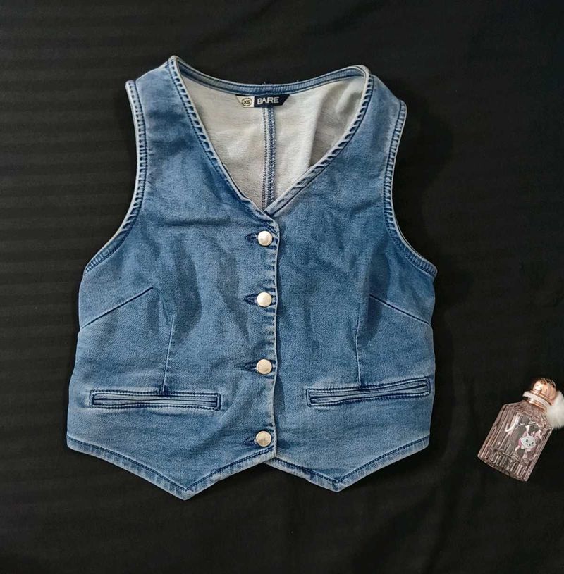 ⋆. 𐙚 ̊ Chic Bare Denim Vest ! ﹒  ◡◡