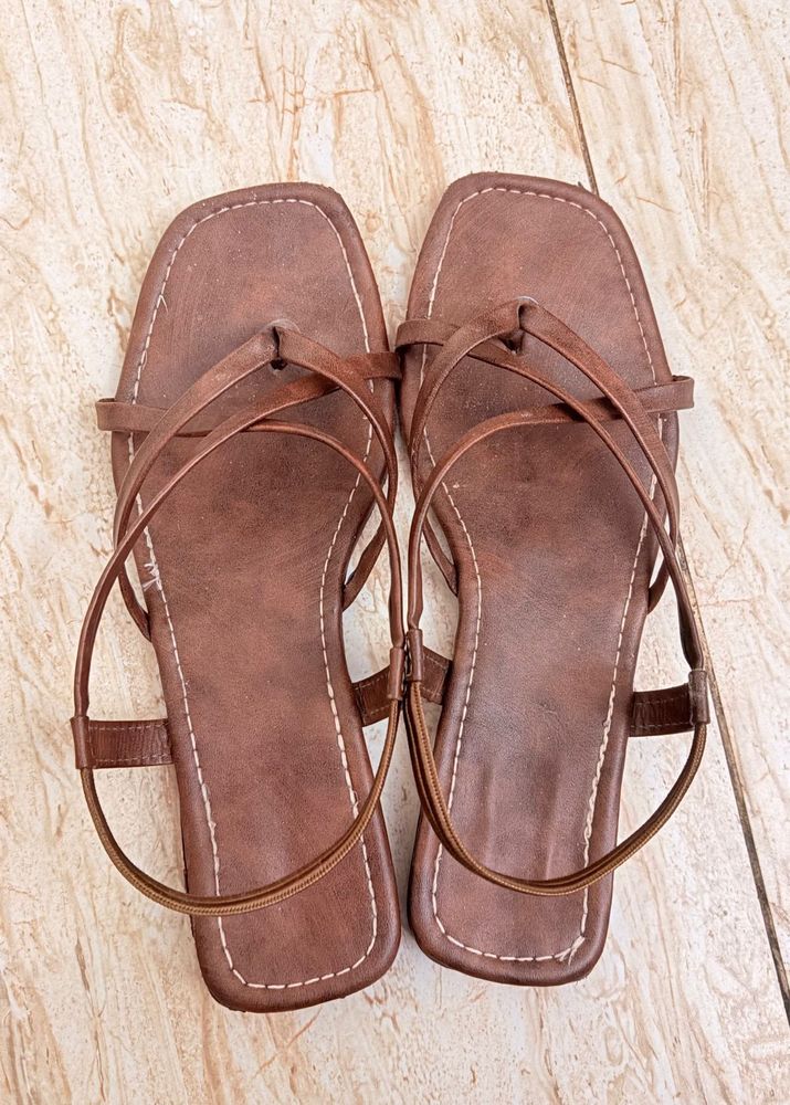Stylish Brown Flat Sandals size -39