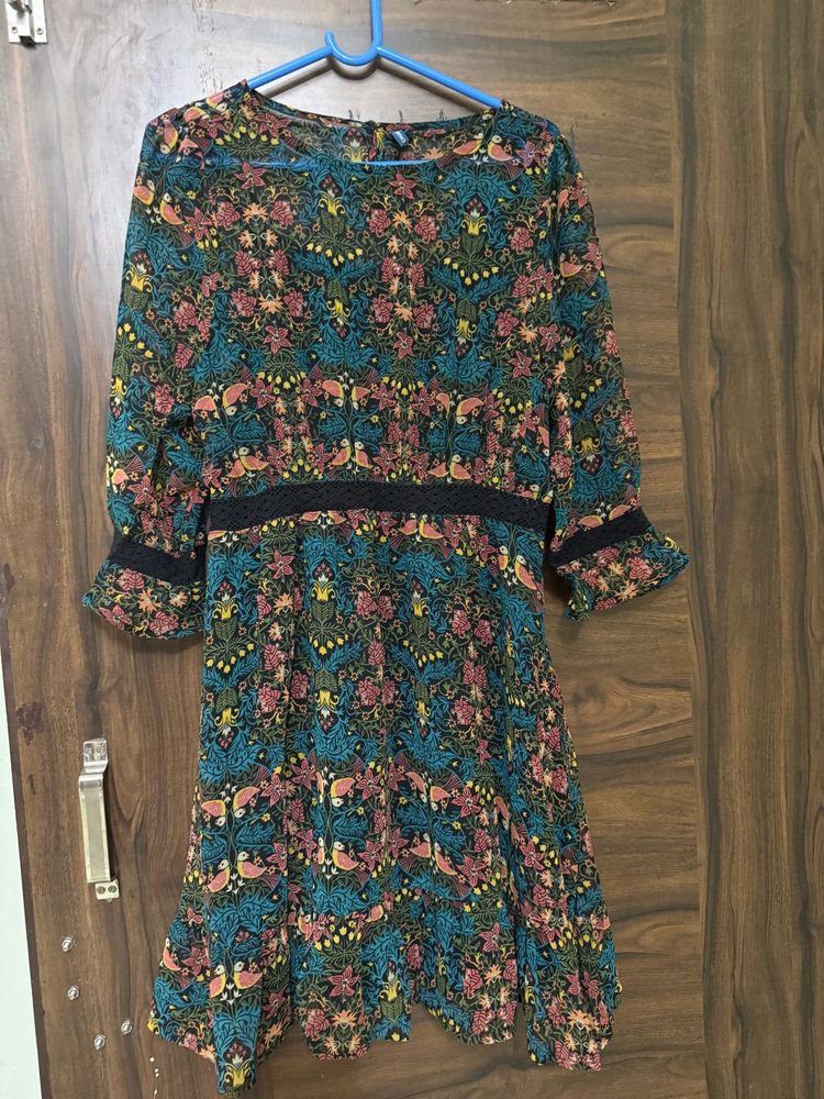 Chumbak Women’s Floral Dress |M| Knee-Length