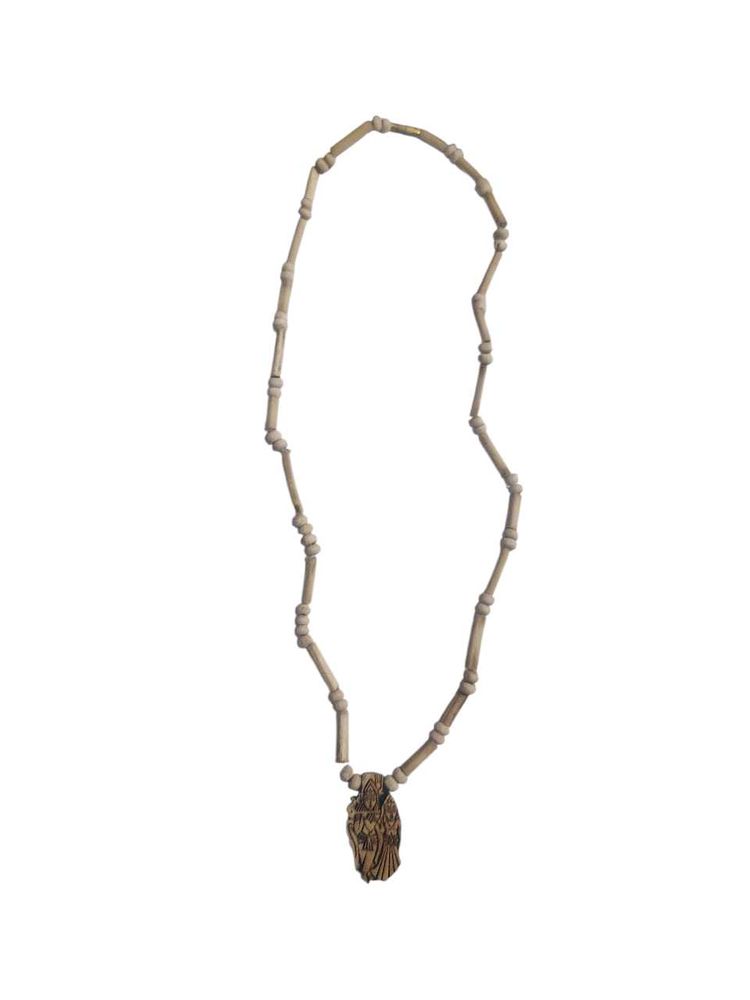 Handcarved Krishna Radha Wood Necklace