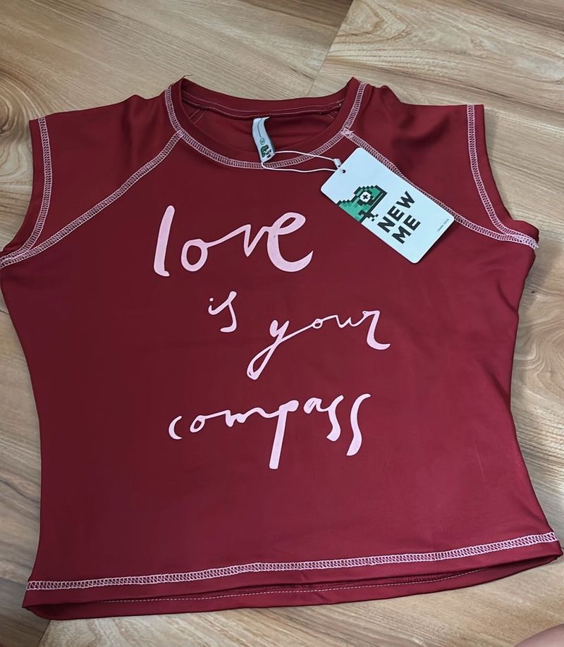 Maroon 'Love is Your Compass' Crop Top