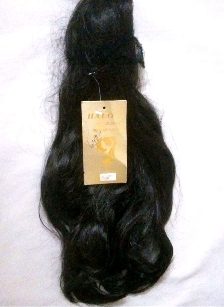 Black long Hair Wig attached Clutch