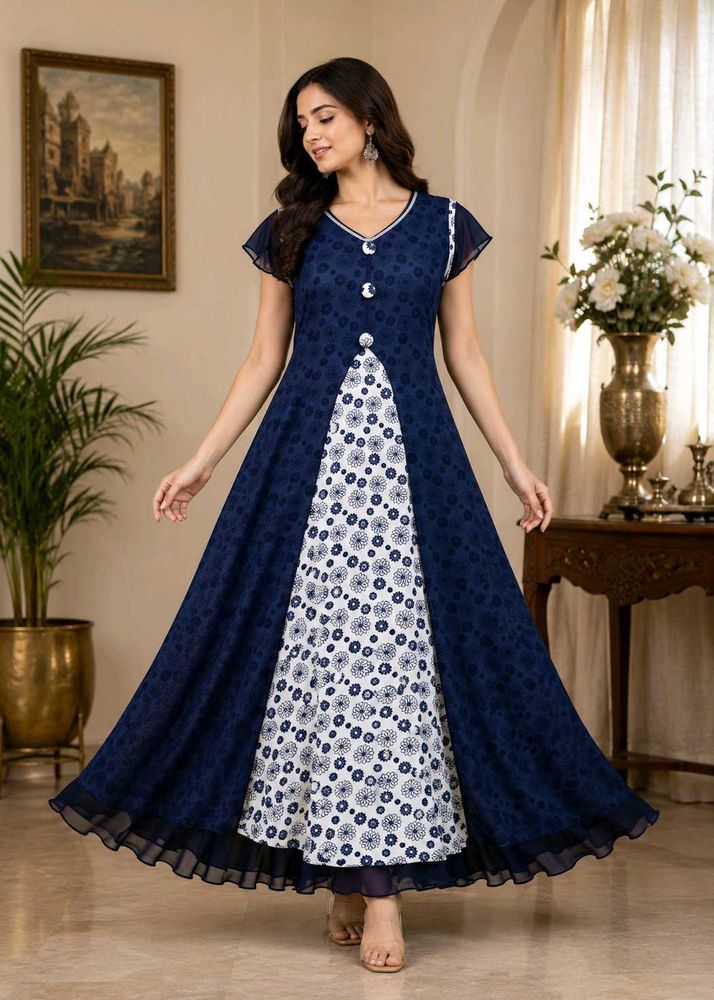 🇳🇿💫🎀Elegant Navy Blue Printed Kurta