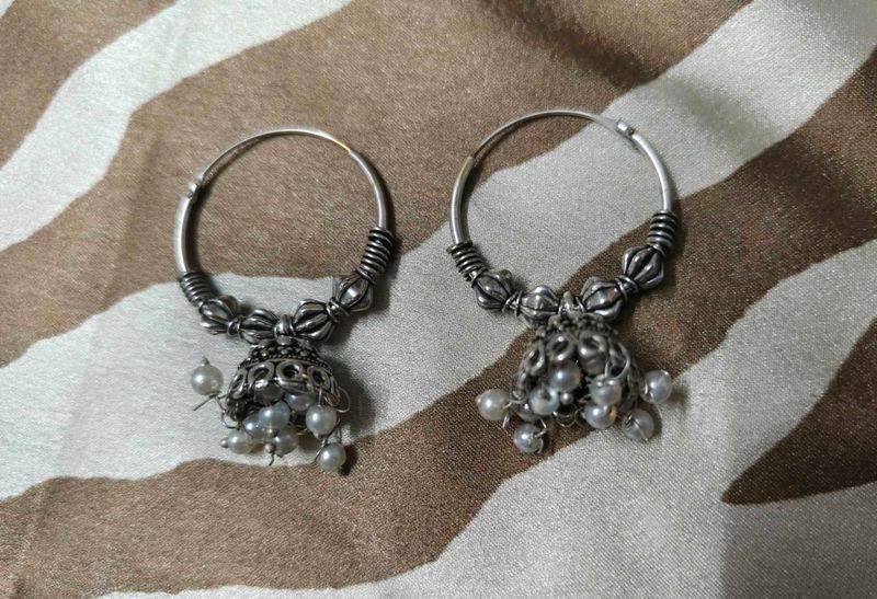 oxidized hoop jhumka earrings