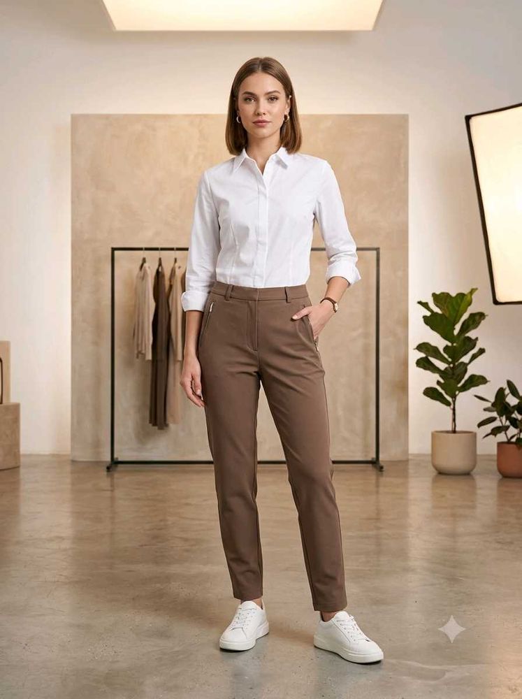Women's Brown Tailored Trousers