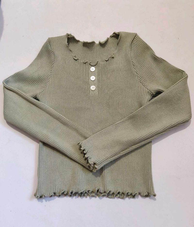 Sage Green Ribbed Top