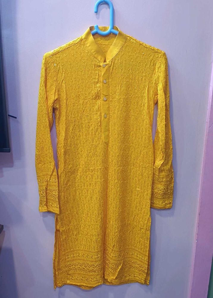 Yellow Chikankari Kurta
