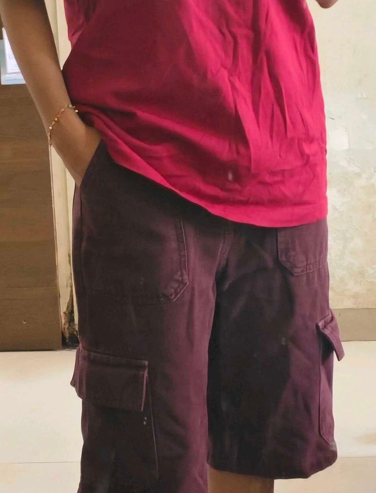 Maroon Cargo Shorts (NEGOTIABLE)