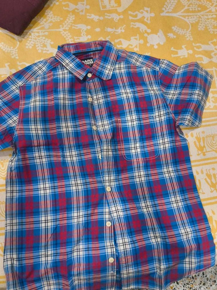 Men's Plaid Short Sleeve Shirt Baree Denim