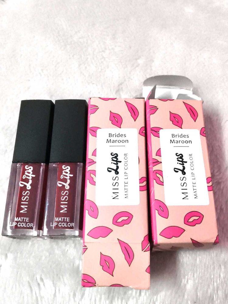 pack of 2 Miss Lips Matte Lip Color - Brides Maroo