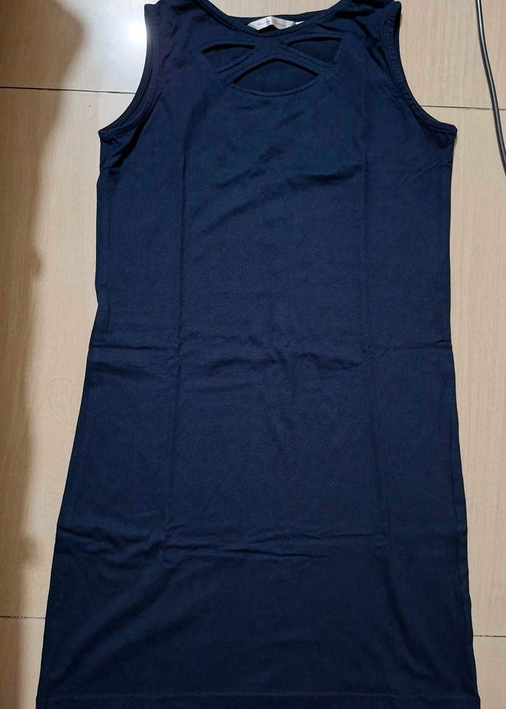 Navy Blue Cut-Out Sleeveless Dress