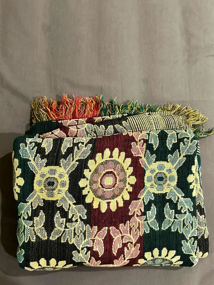 Bohemian Floral kolhapuri Tapestry bedsheet