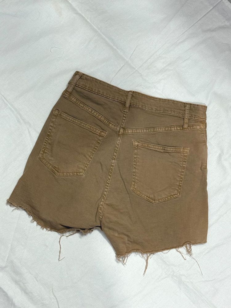 Beige Denim Shorts
