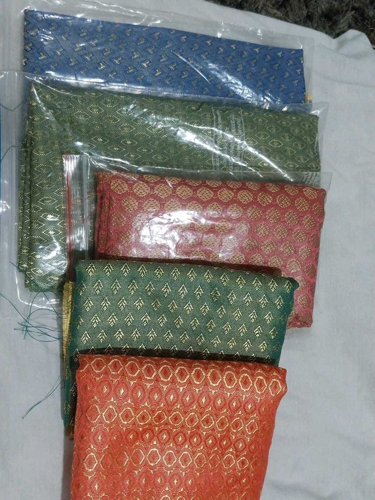 Vibrant Brocade Blouse Material Set of 5 pieces