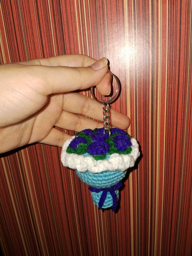 Handmade Crochet Flower Bouquet Keychain