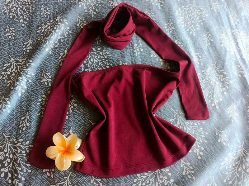 Stylish Maroon Off-Shoulder Top
