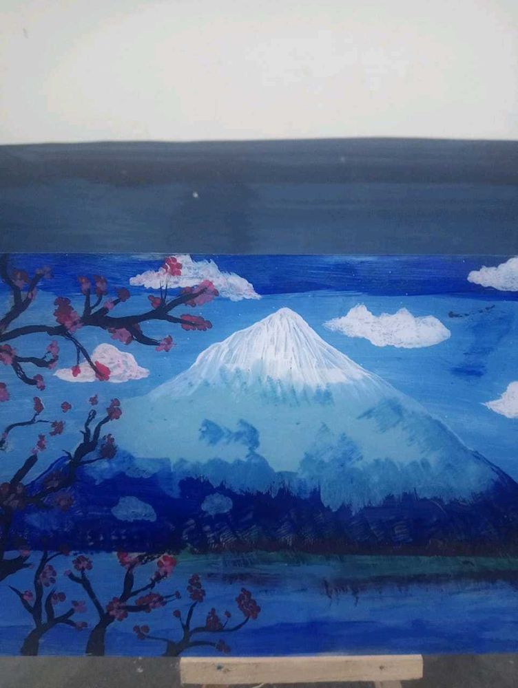 Mountain Scenery Artwork With Glass