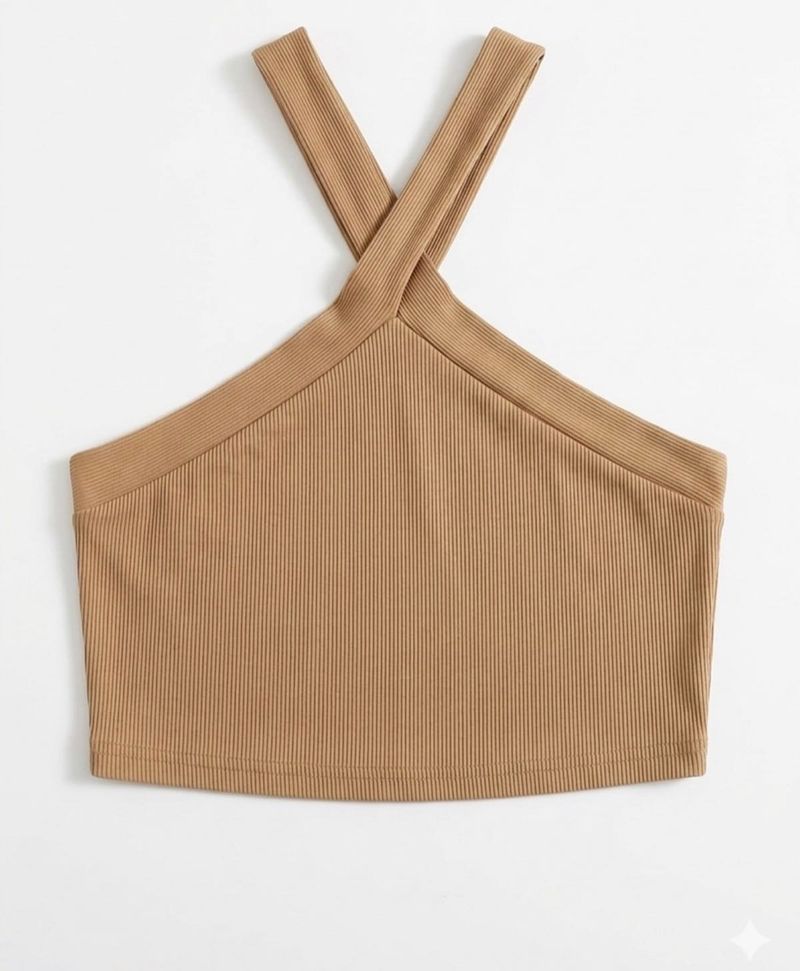 Ribbed Halter Neck Crop Top