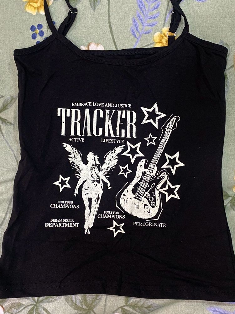 Black Graphic Tank Top