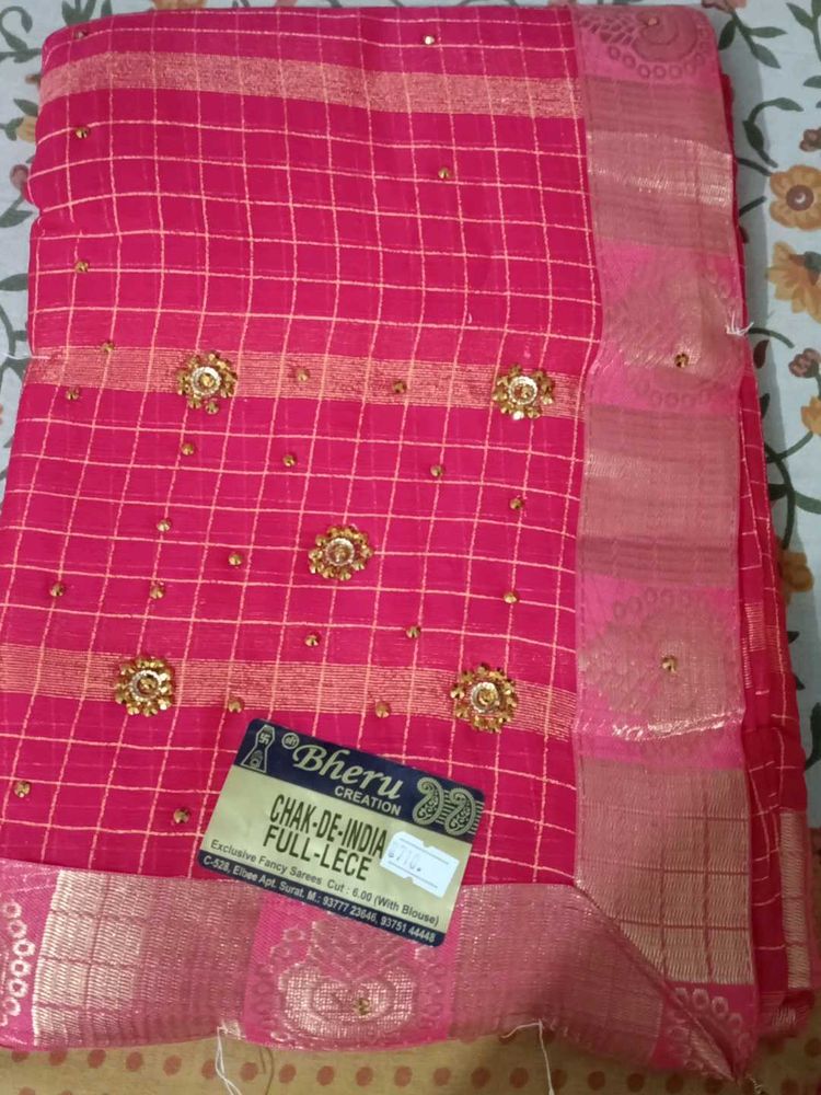 Bheru Creation Pink Embellished Saree