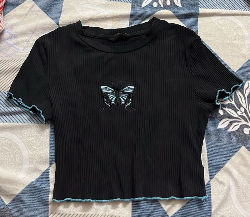 Cute Black Butterfly Top