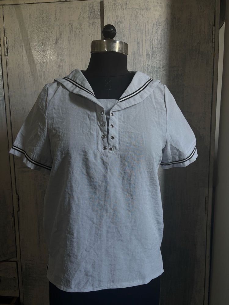 Light Blue Sailor Collar Top