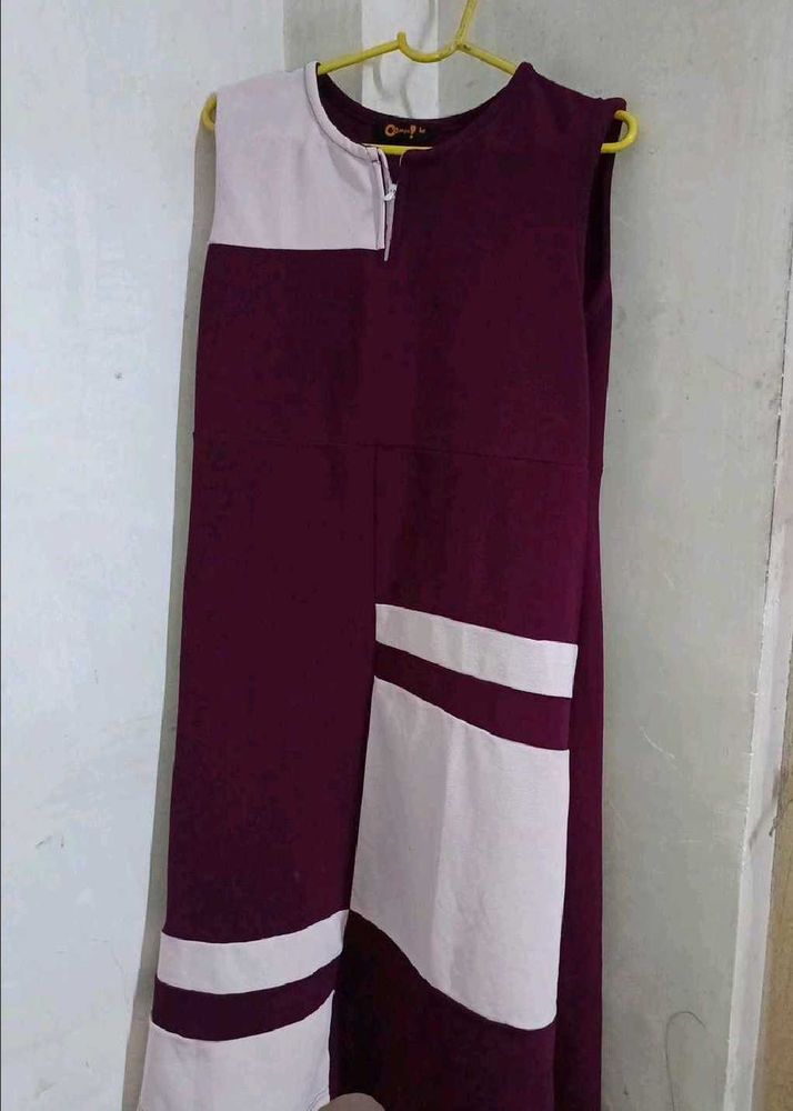 Stylish Maroon &amp; White Dress