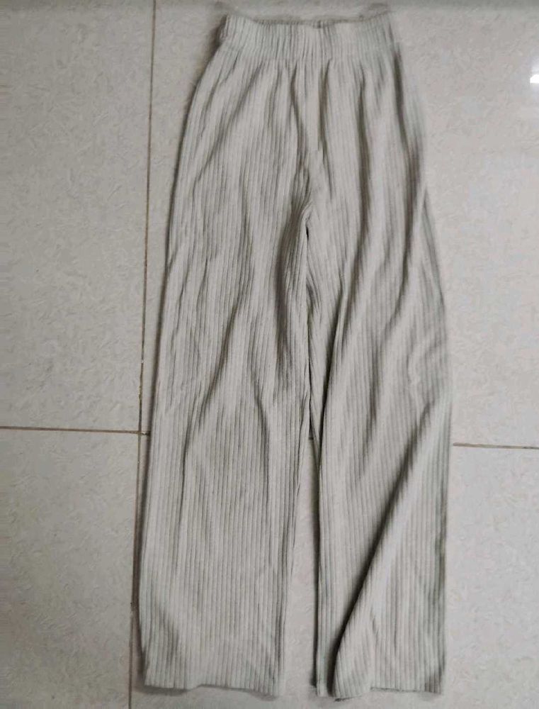 Cream Corduroy Wide Leg Pants