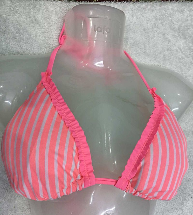 Striped 💙Bikini Top -Vibrant and Fun!