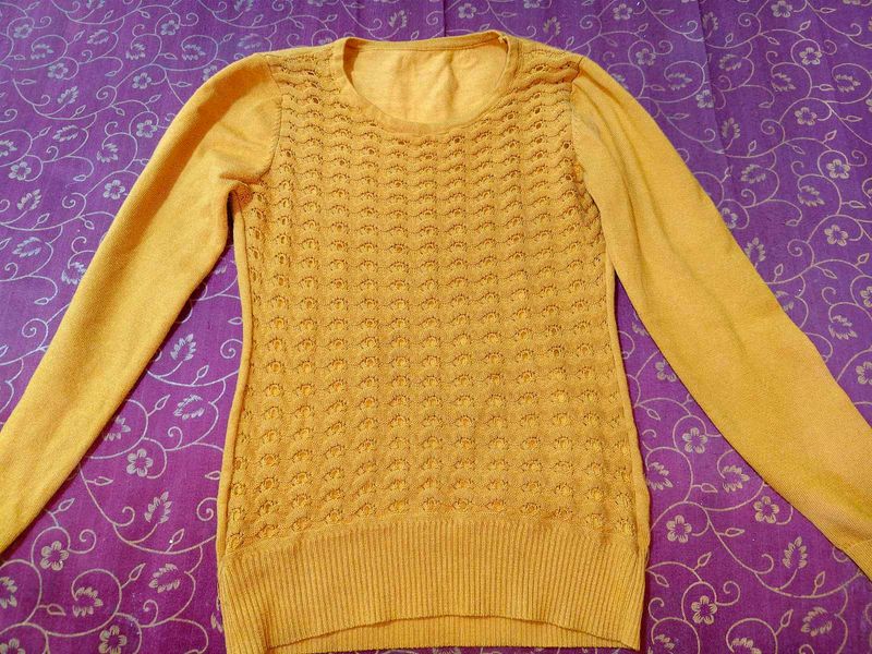 Yellow Textured Knit Sweater