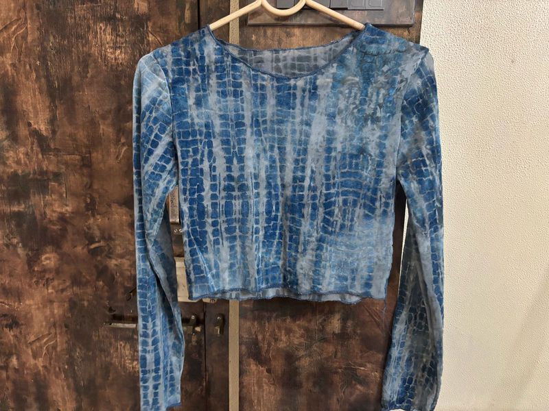 Blue Tie-Dye Long Sleeve Top
