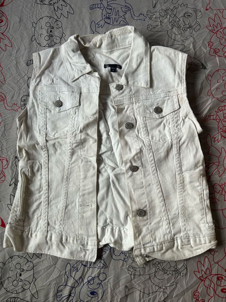 White Denim Vest