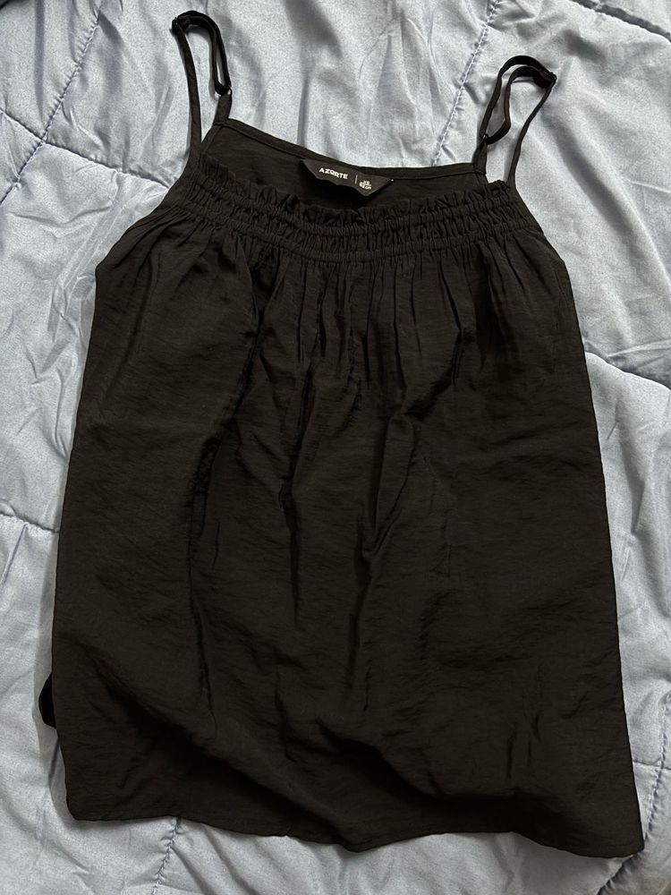 Black Smocked Camisole Top