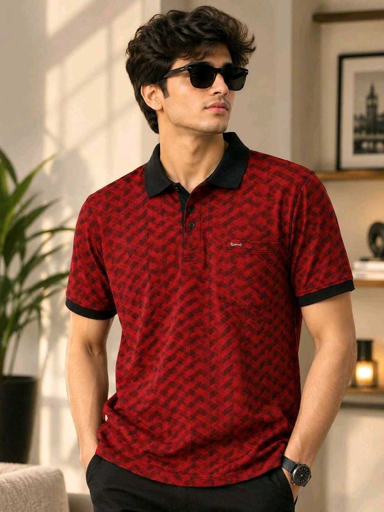 XXL Stylish Red &amp; Black Polo Shirt