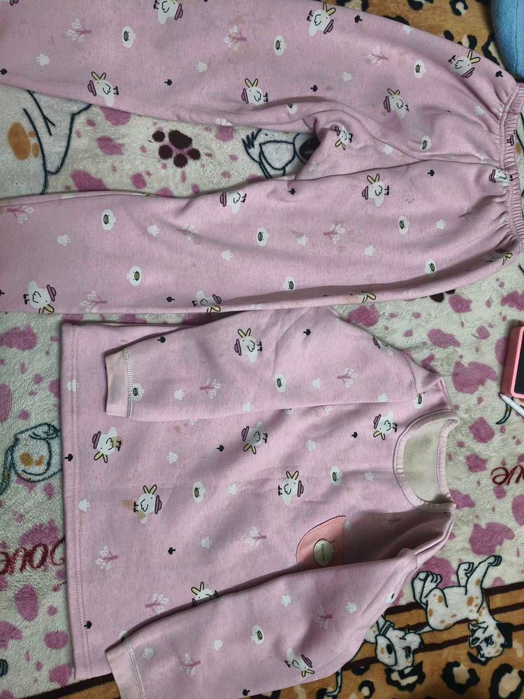 Cute Pink fleece cordset for 5-7 years girl