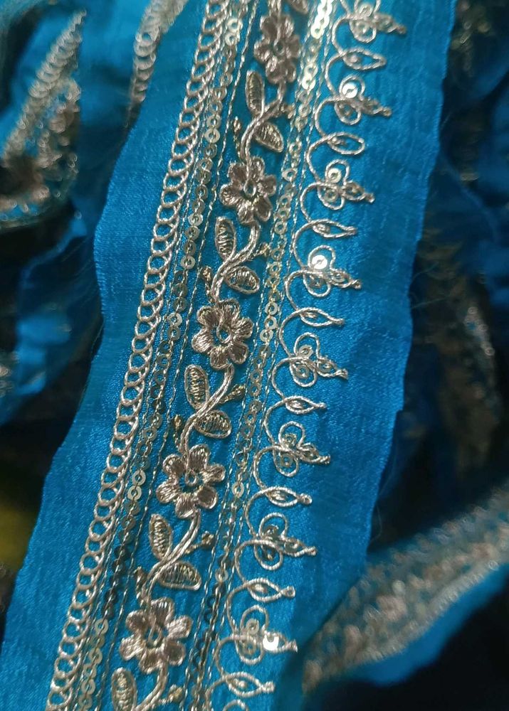 Elegant Blue Embroidered lace