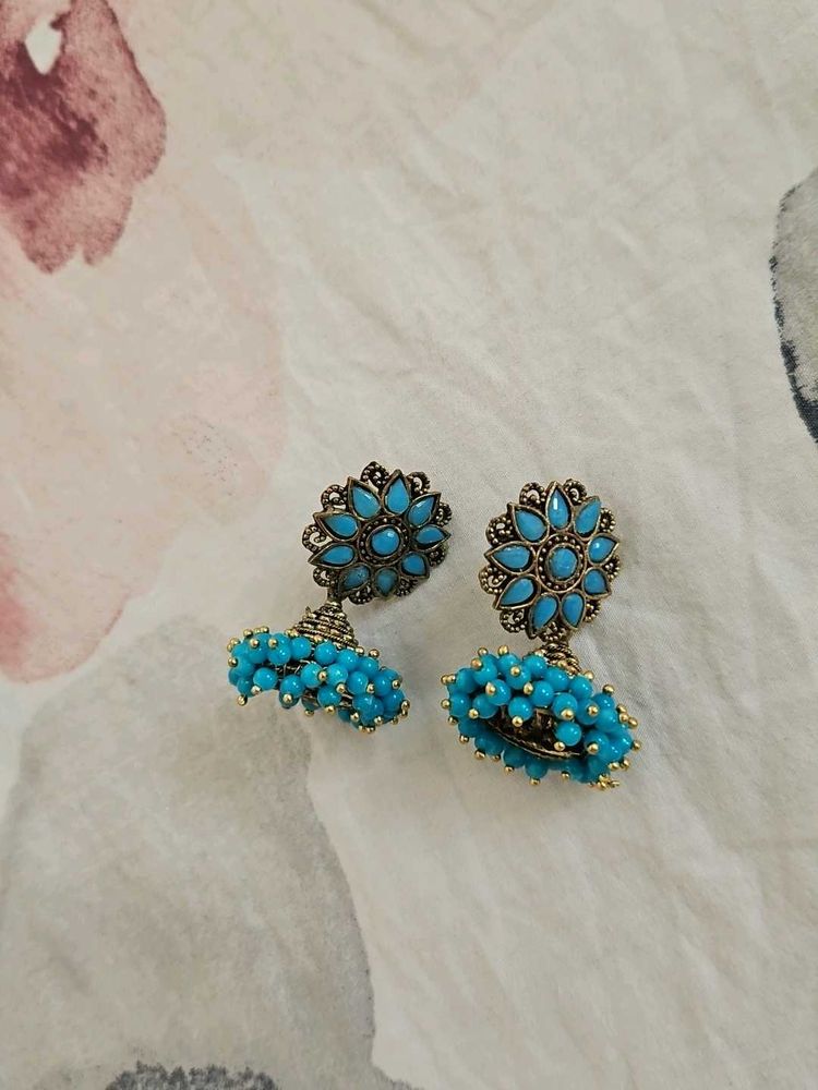 Turquoise Jhumka Earrings