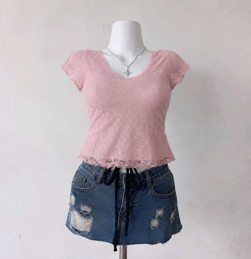 Charming Pink Lace Top