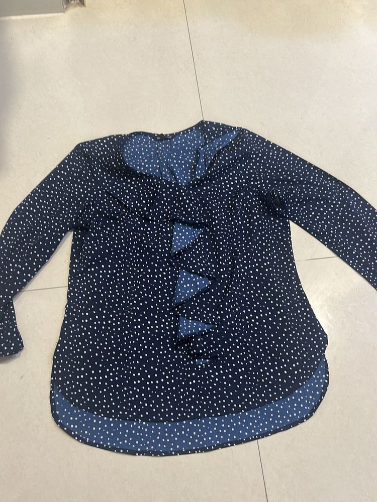 Navy Blue Polka Dot Top