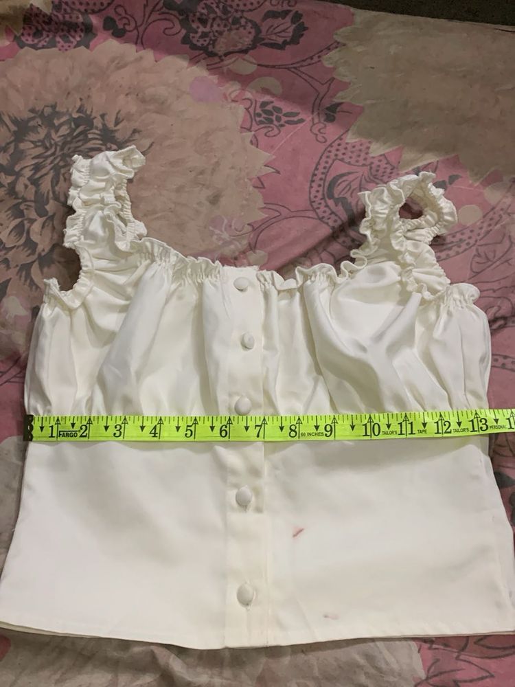 Cream Ruffle Off-Shoulder Blouse