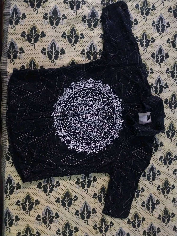 Stylish Black Shirt with Mandala Design