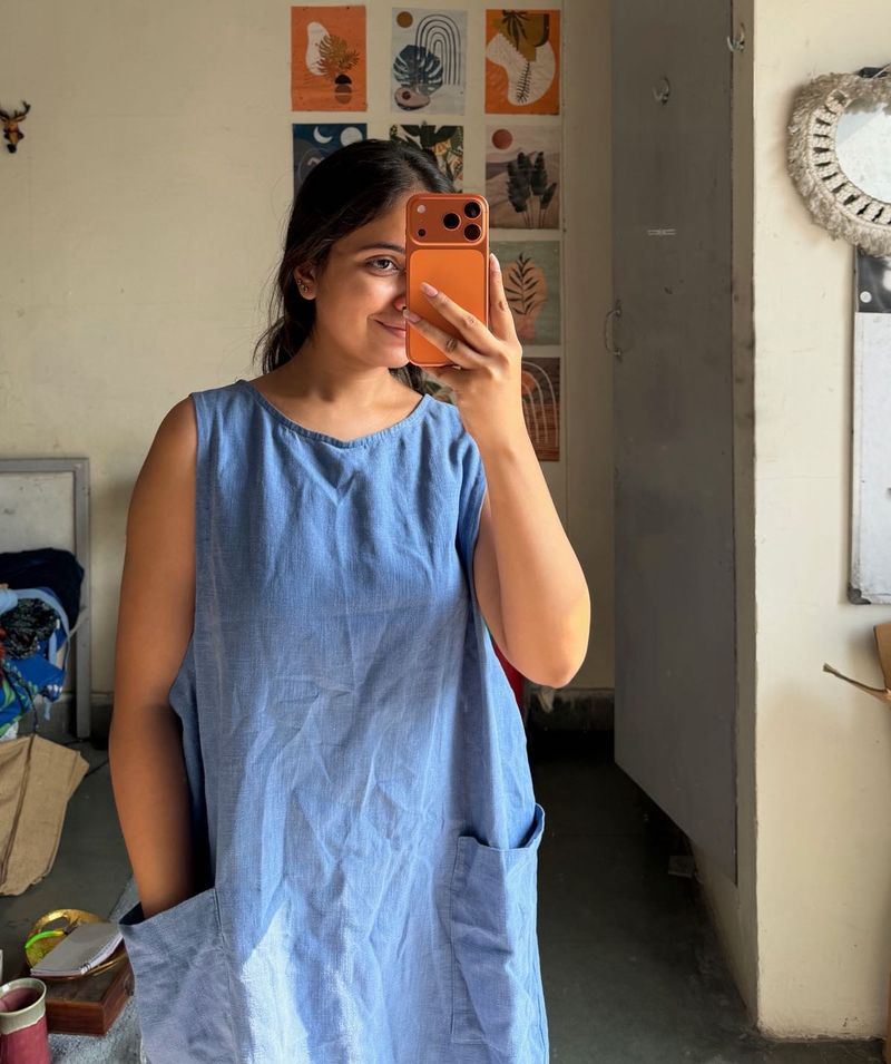 Casual Blue Sleeveless Dress