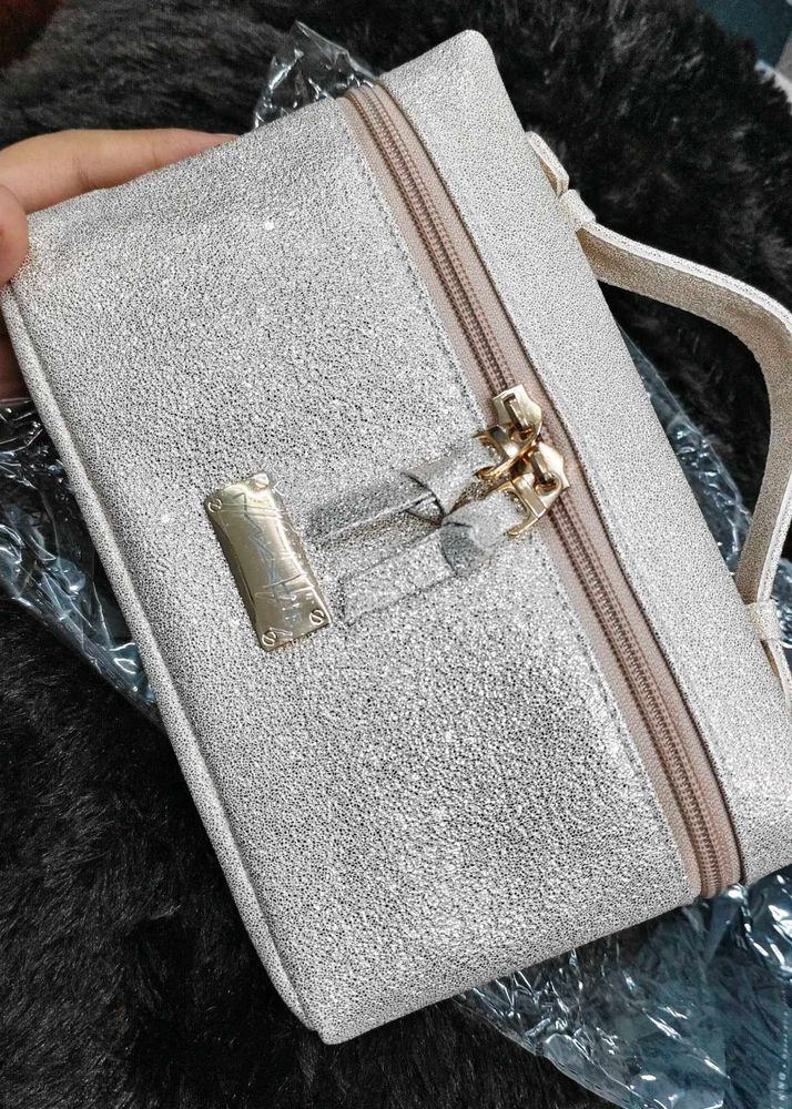 Mac Sparkly Silver Cosmetic Bag