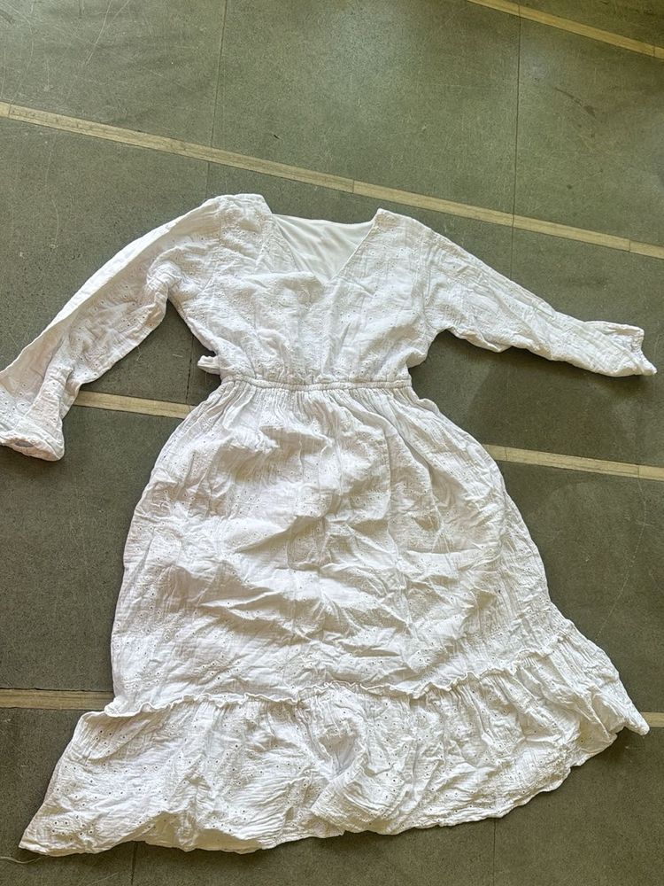 White Eyelet Midi Dress