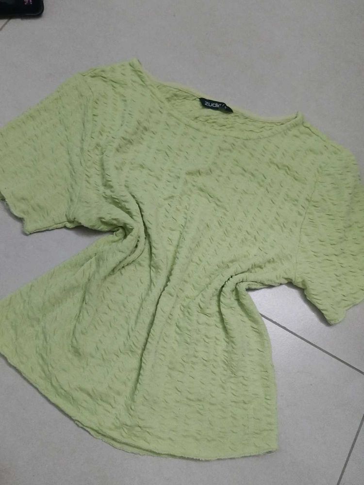 Lime Green Textured T-Shirt
