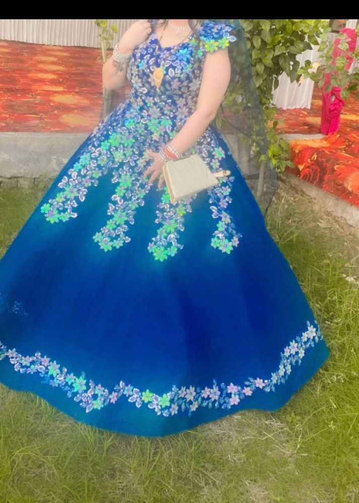 Stunning Blue Floral Ethnic Gown
